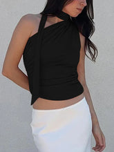 Backless Off Shoulder Halter Vintage Sleeveless Y2K Club Casual Summer Crop Tops